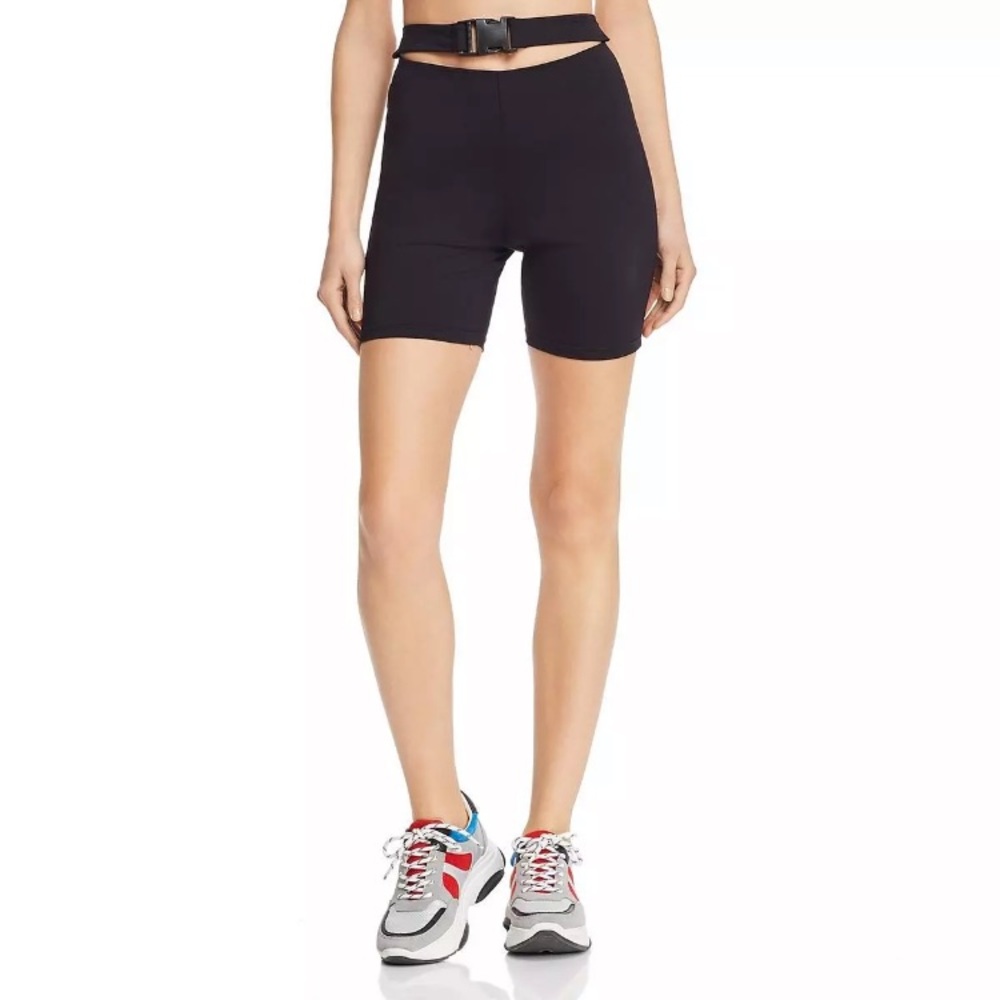 NWT [Tiger Mist] Tyler Black High Rise Buckled Fashion Bike Shorts Womens Sz XS - Picture 2 of 8